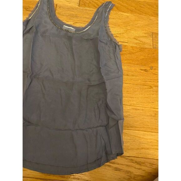 Ann Taylor Loft womens purple grey embellished neckline silk tank top size small - Picture 5 of 7